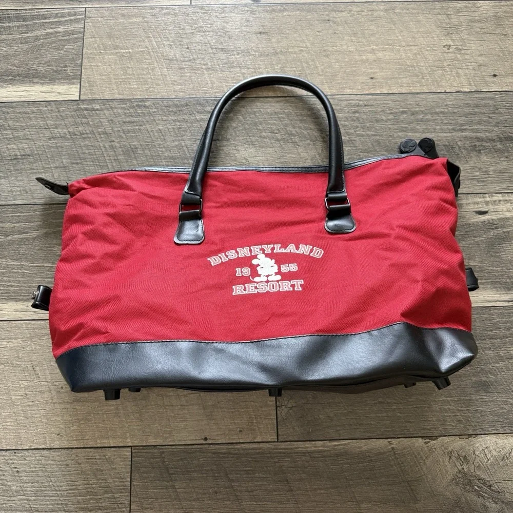 VTG Walt Disney World Resort Parks Mickey Mouse Carry On Duffle Bag Faux Leather - Picture 12 of 12